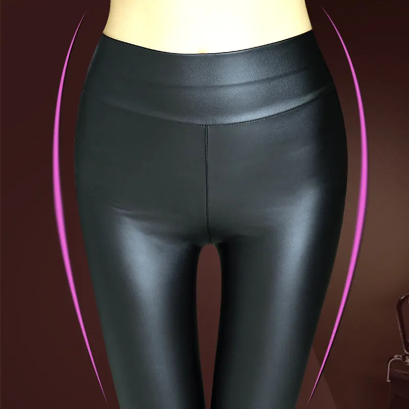 Женские зимние теплые штаны женские брюки из искусственной кожи эластичные