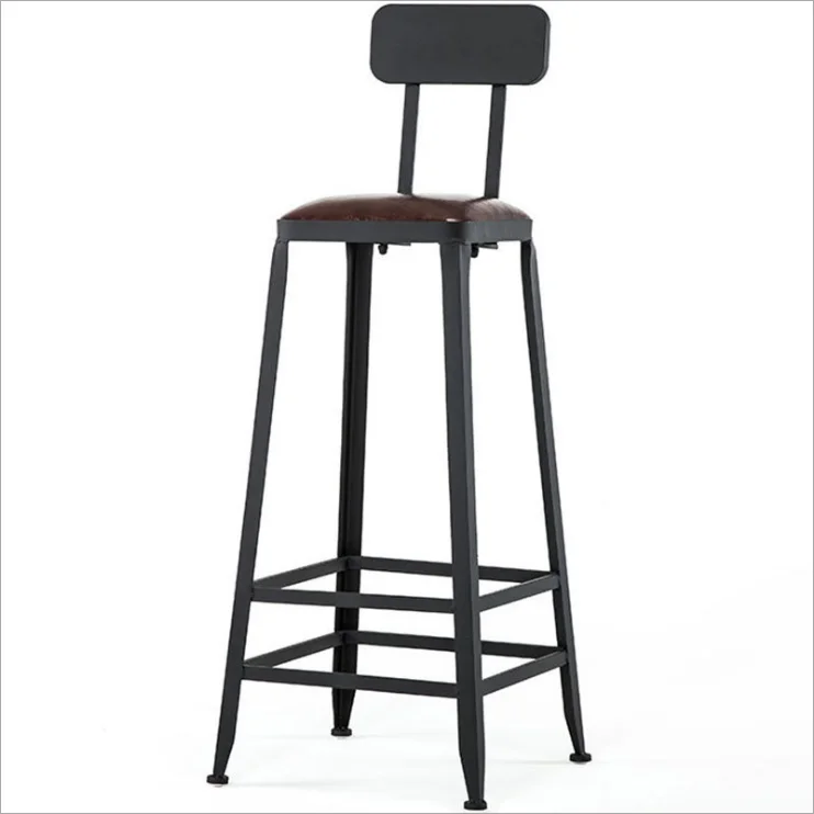 

loft industrial style wrought iron solid wood dining chair high stool bar restaurant cafe lounge chair bar stool