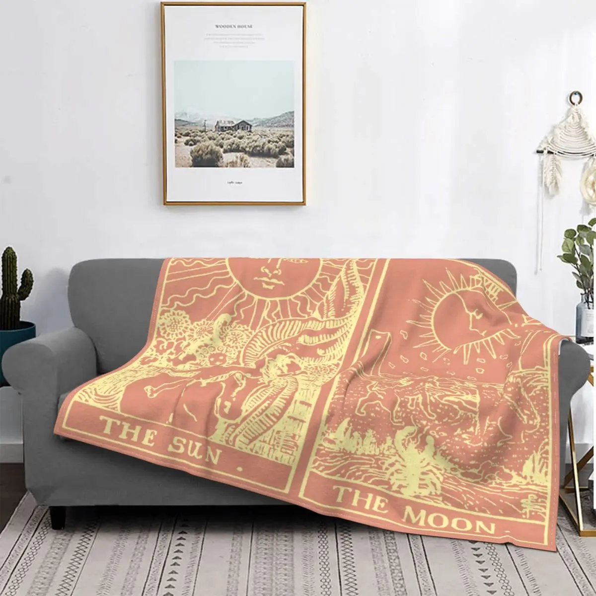 

Moon Sun Tarot Card Blankets Coral Fleece Autumn/Winter Magic Astrology Lightweight Throw Blanket for Sofa Couch Bedspreads
