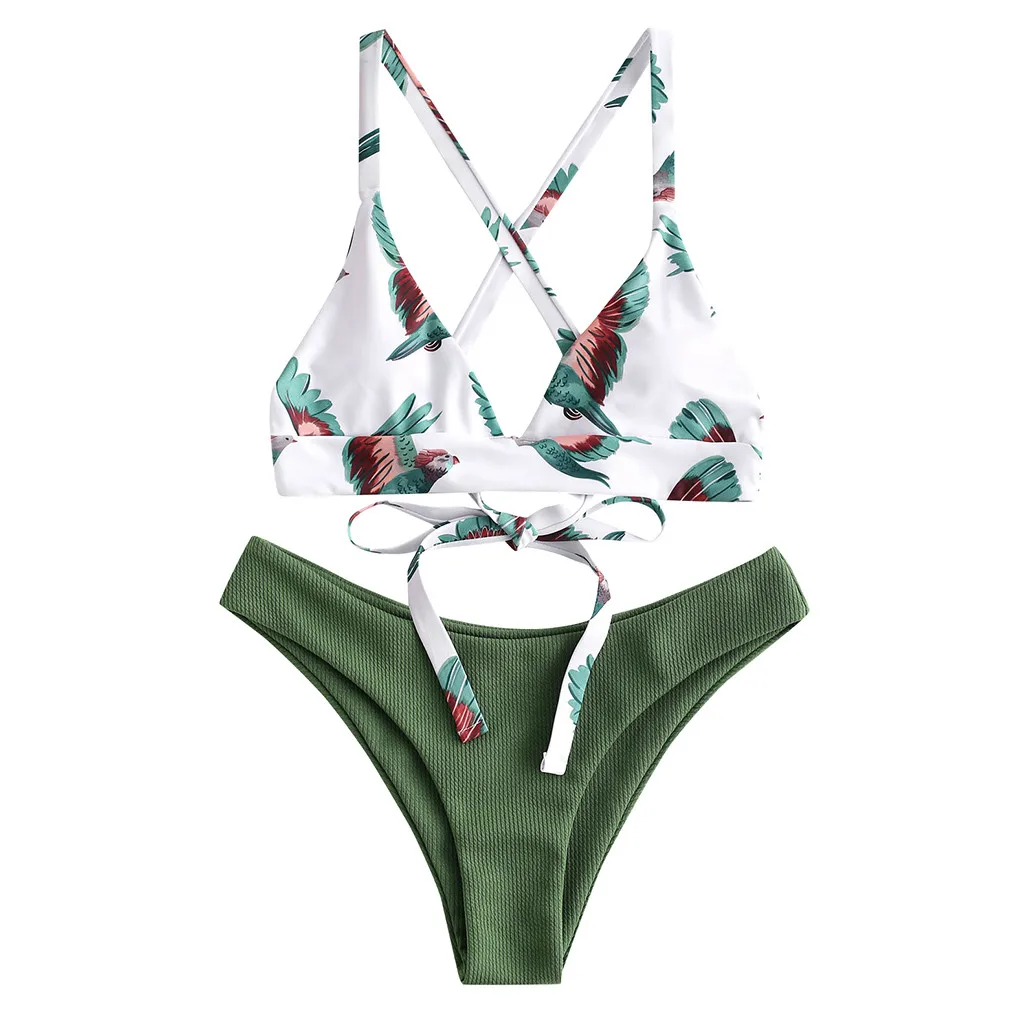 Модный женский купальный костюм с цветочным принтом 2020 комплект нижнего белья