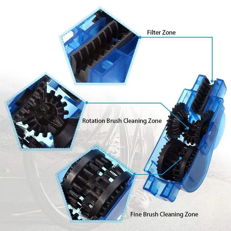 

Bike Chain Scrubber, 4-Piece Portable Mountain Bike Chain Washer Cleaner Tool Quick Bicycle Clean Brush Kit for Cycling Bike, Ro