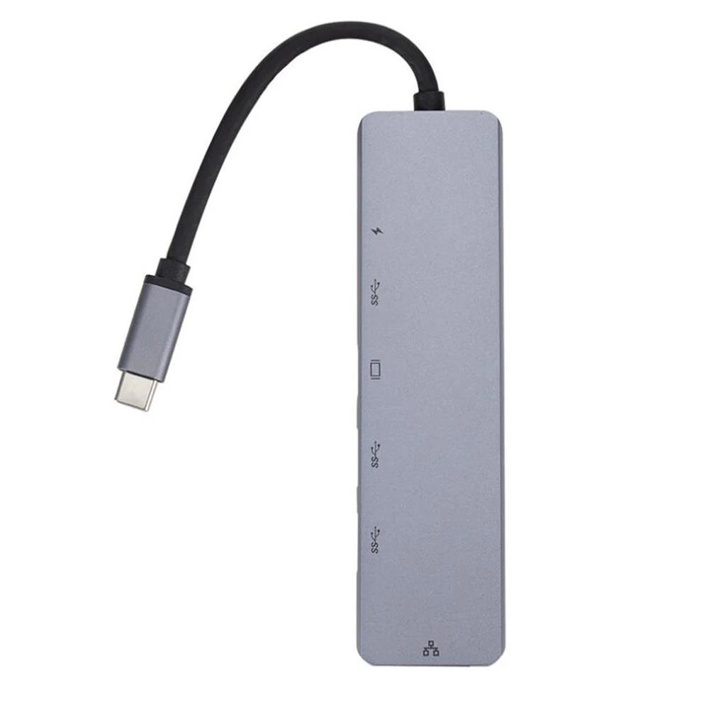Зарядное устройство Type C для rj45 hdmi PD концентратор 6 в 1 гигабитный Ethernet Lan 4K Mac book Pro