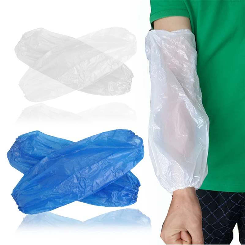 

100Pcs Oversleeves Non Toxic Protective Arm Durable Salon Household PE Hotel Sleeves Elastic Waterproof Cleaning Disposable