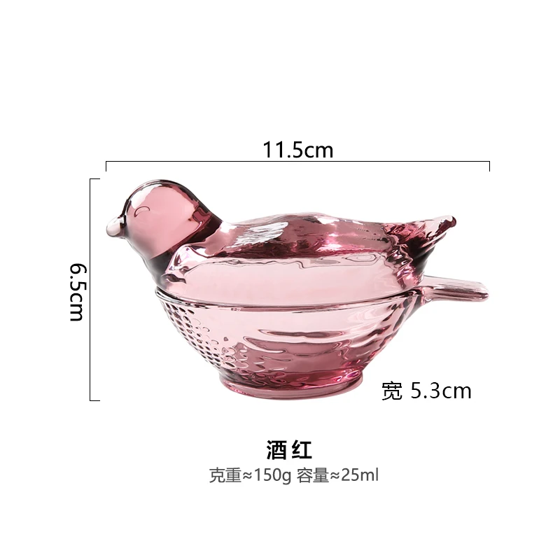 

Креативная стеклянная блюдце в виде птицы, посуда двойного назначения с крышкой для приправ, блюдо для уксуса, столовая посуда