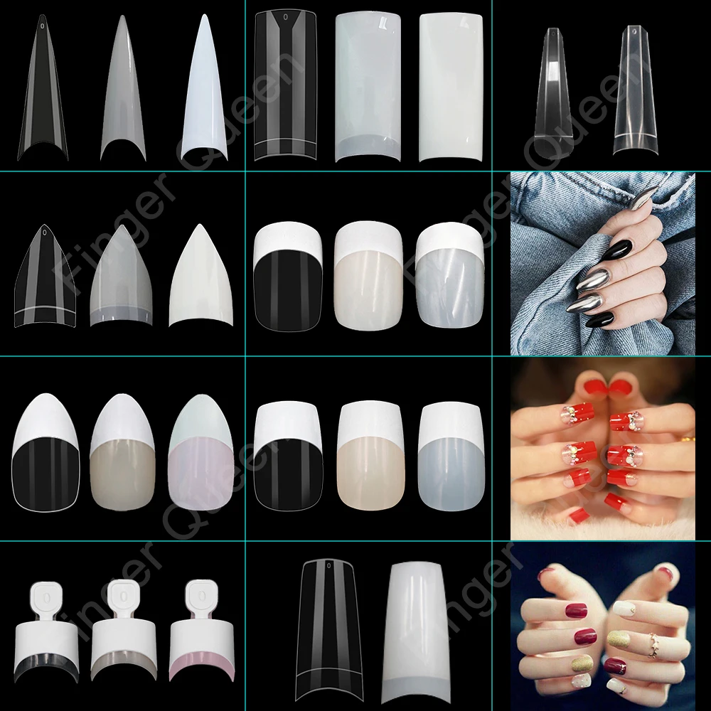 

Fake Nails 500Pcs Short Long Ballerina Stiletto Coff Acrylic Nail Tips Half Tips Coffin UV Gel False Nails Manicure Set