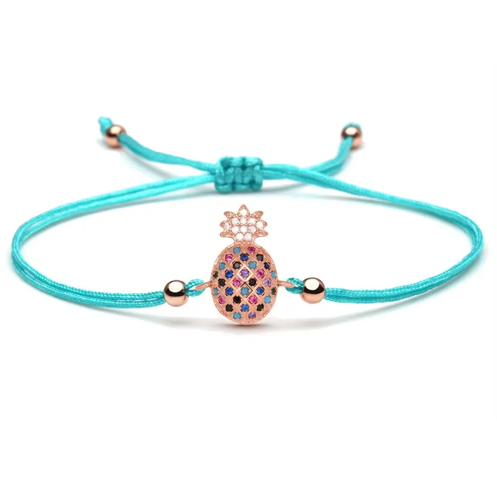 Очаровательный браслет с фианитом и ананасом для женщин девочек медный CZ бромель