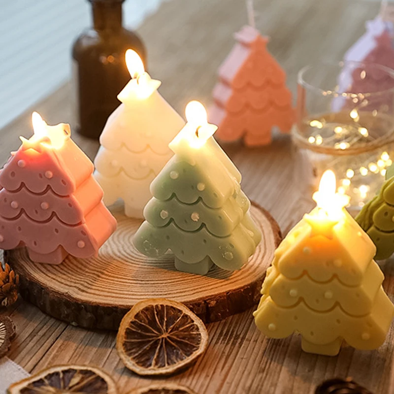 

Handmade Creative Christmas Tree Scented Candles Scene Decoration Shooting Props Soy wax Aromatherapy Incense Candle Gift Box