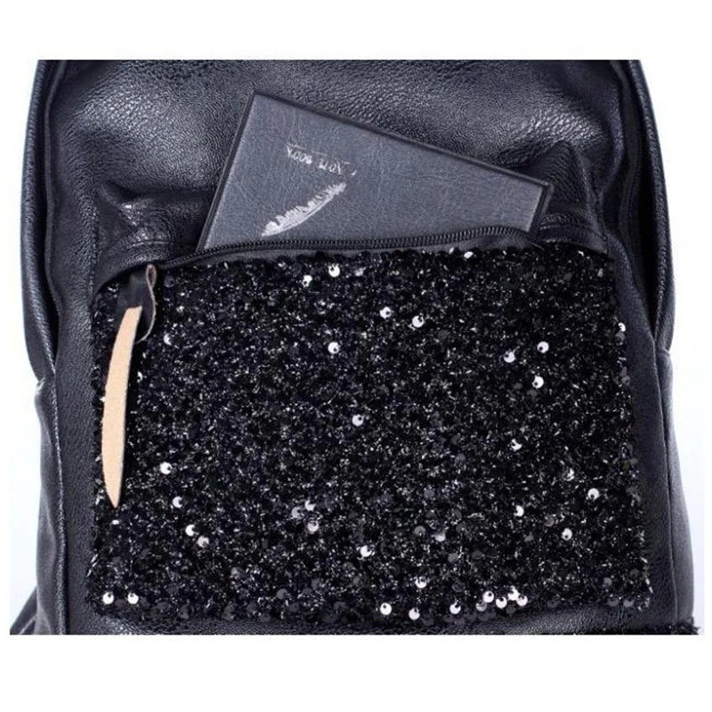 Женский кожаный рюкзак MAGIC UNION модный с блестками для девочек-подростков школьный