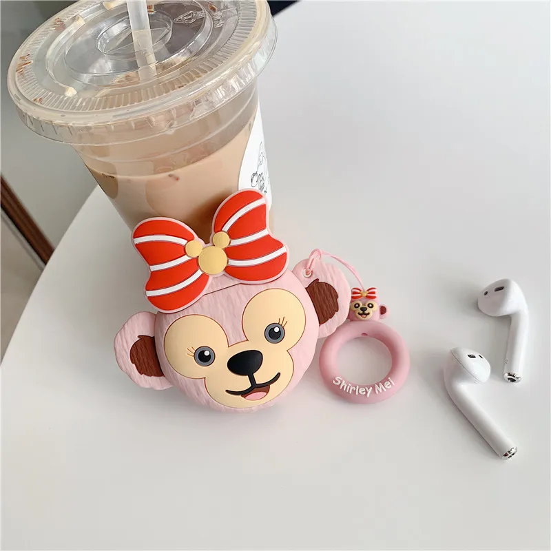 Для AirPod 2 Чехол 3D Шляпа Кролик Медведь обезьяна мультфильм мягкий силиконовый