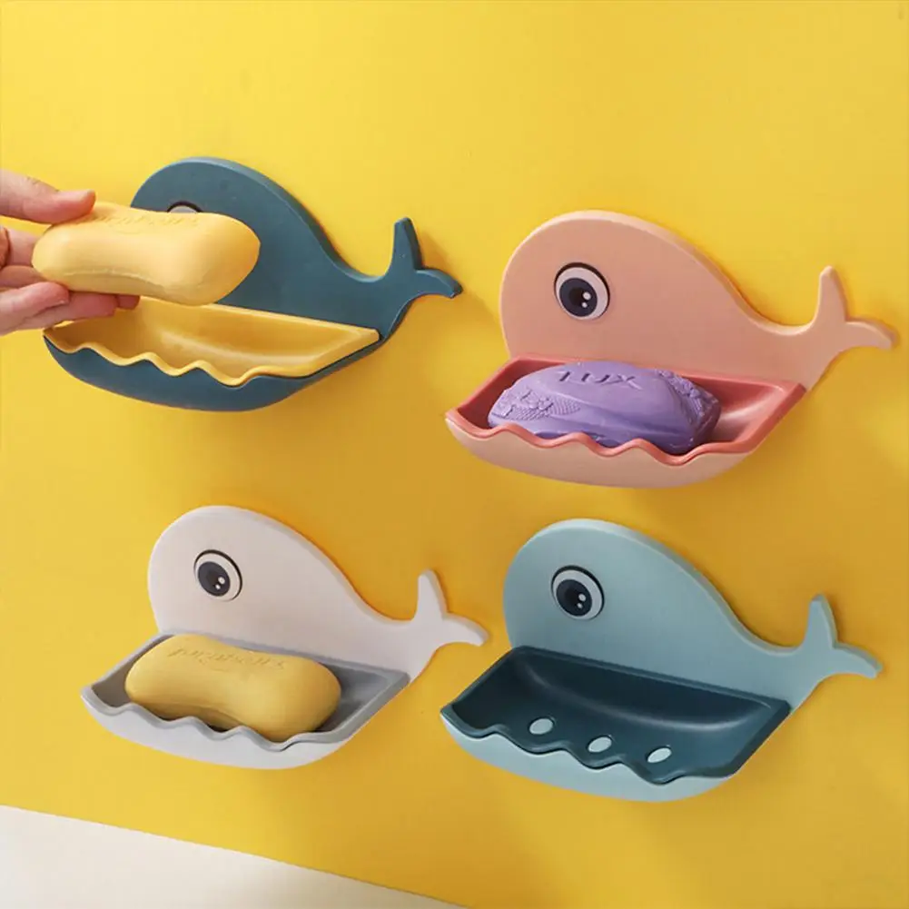 

Whale Wall-mounted Soap Box Draining Shelves Hanging Bathroom Room Soap Shower Soap Holder Dish Storage Plate Tray Soap Boxes