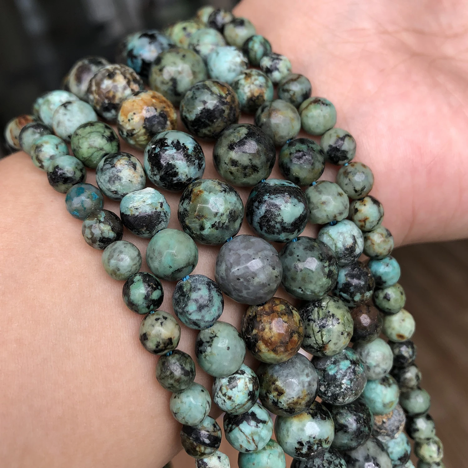 

4/6/8/10mm African Turquoise Natural Stone Beads Loose Round Beads for Jewelry Making DIY Bracelet Wholesale