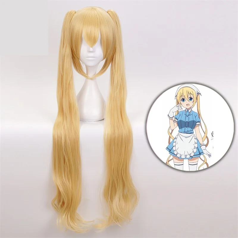 Парик для косплея S Kaho Hinata 100 см блонд женский парик Лолита длинные волнистые