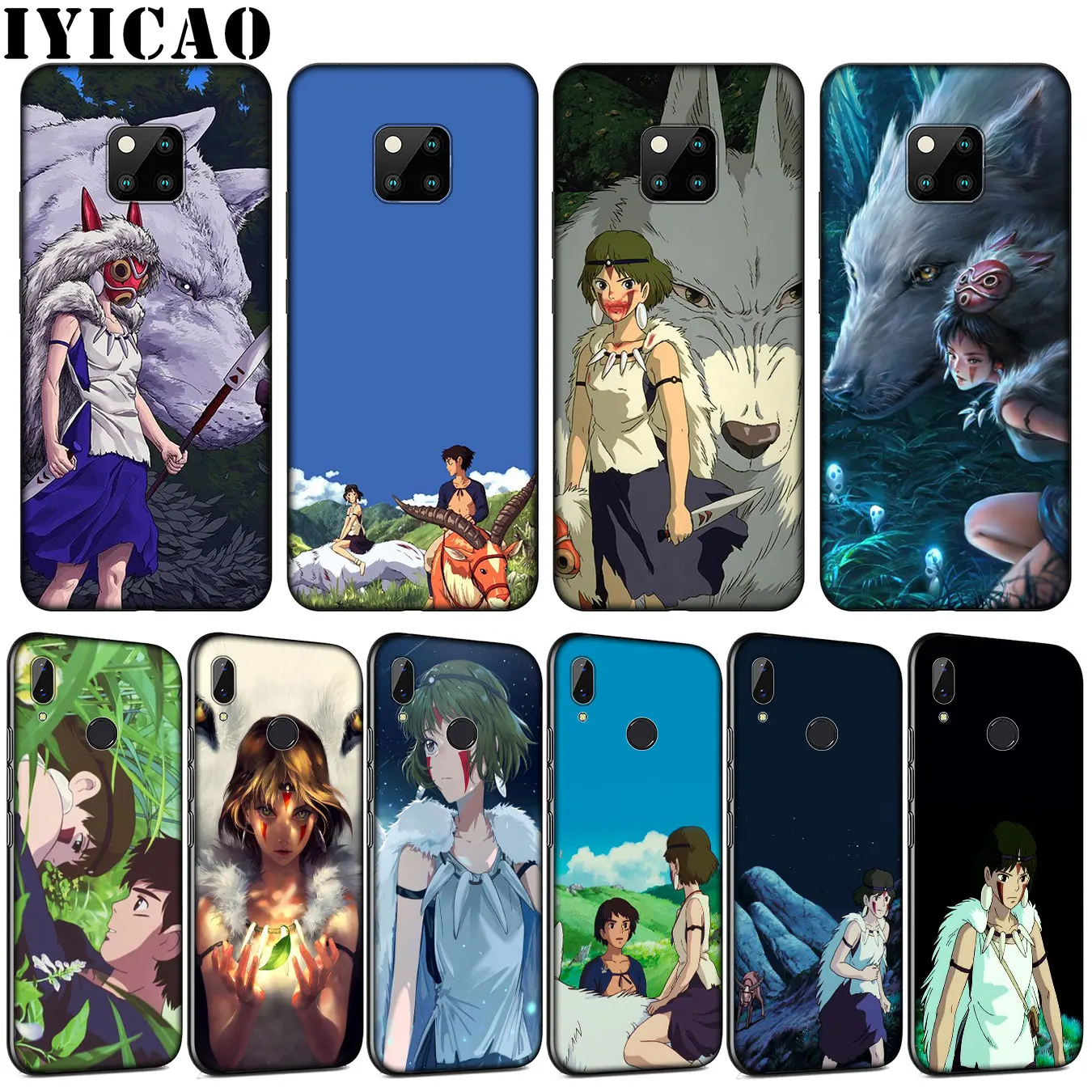 Мягкий силиконовый чехол для телефона IYICAO Princess Mononoke Huawei Mate 30 20 10 Pro черный Nova 5i 4 3 3i