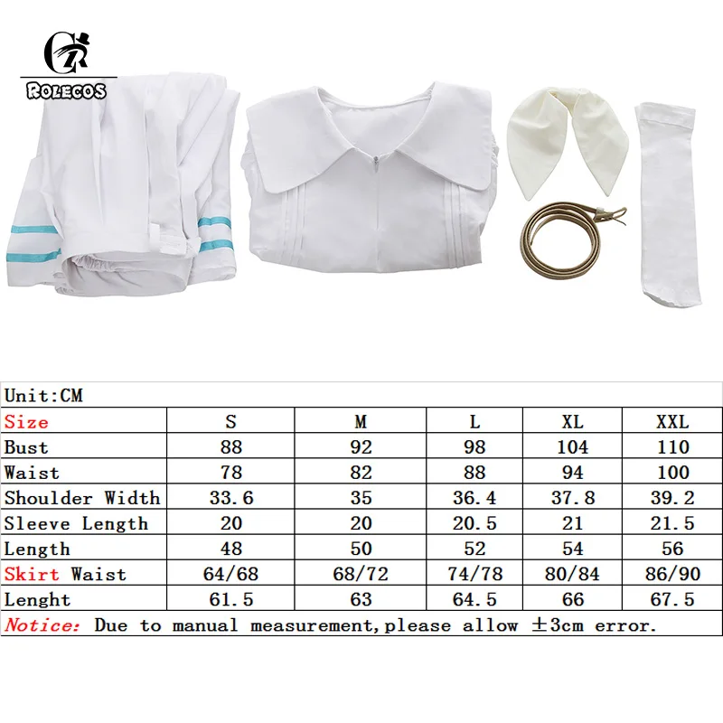 Женский костюм для косплея ROLECOS белый топ и юбка на хэллоуин с коротким рукавом| |
