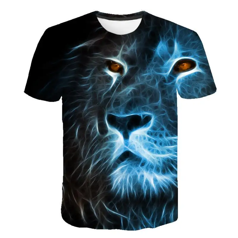 

Summer men's T-shirt O-neck short-sleeved clothing Animal Lion 3D printing T-shirt Casual men's T-shirt