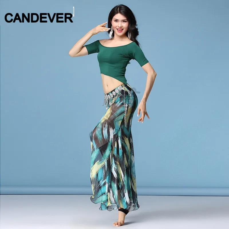 Женский костюм для танца живота профессиональный с длинным рукавом и цветочным