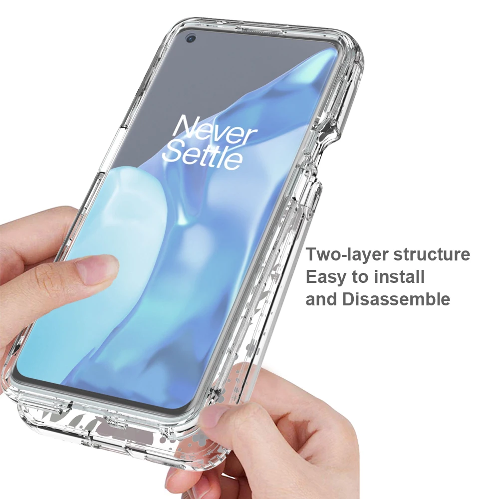 dual layer drop protection butterfly leaf floral phone case for oneplus 9 pro n10 5g n100 shockproof clear soft back cover shell free global shipping