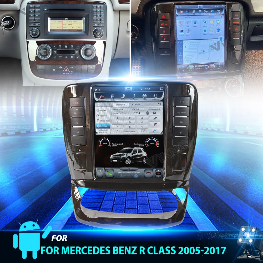 

Автомагнитола Android с вертикальным экраном, стереоприемник, DVD, мультимедиа для Mercedes Benz ML GL 2005-2017, проигрыватель Тесла, рекордер