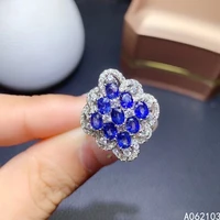 kjjeaxcmy fine jewelry 925 sterling silver inlaid natural sapphire women vintage exquisite adjustable gem ring support detection