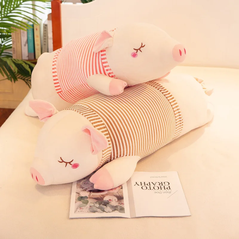 Cute Pig Pillows Wearing Plush Toy Super Soft Cartoon Pregnancy Pillow 60cm 110cm Long To Sleep Vs Pink Blue Brown | Дом и сад