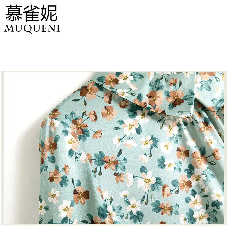 

Hangzhou Heavyweight Silk Dress 2021 Spring New Doll Collar Temperament Floral Dress Mulberry Silk Dress