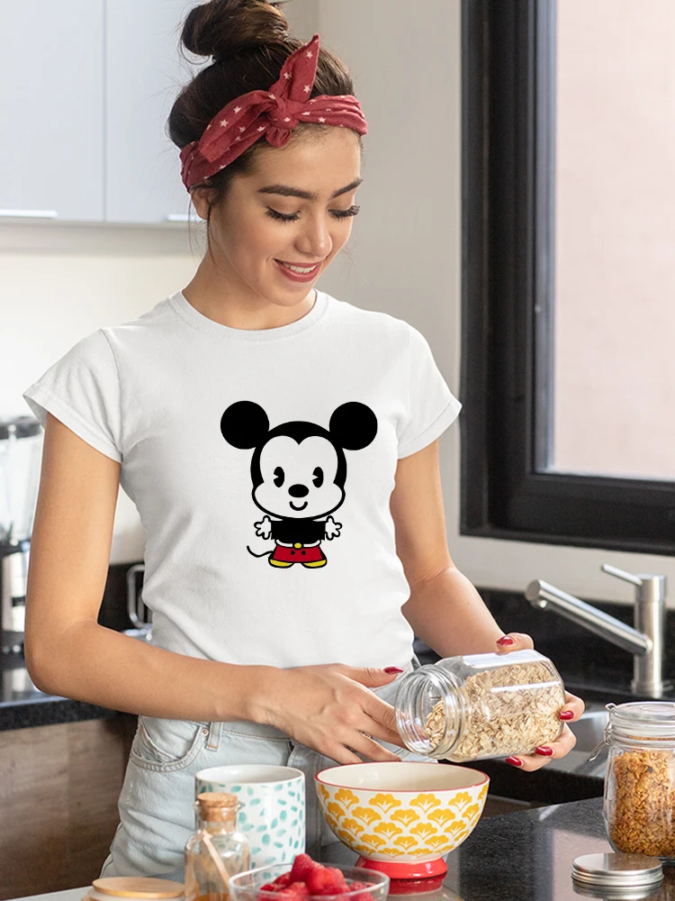 

Mickey Mouse Girls Can Do Anything Women's T-shirts Kawaii Harajuku 2022 Fashion Young Casual Y2k Fashion Disney Top Brand Cute