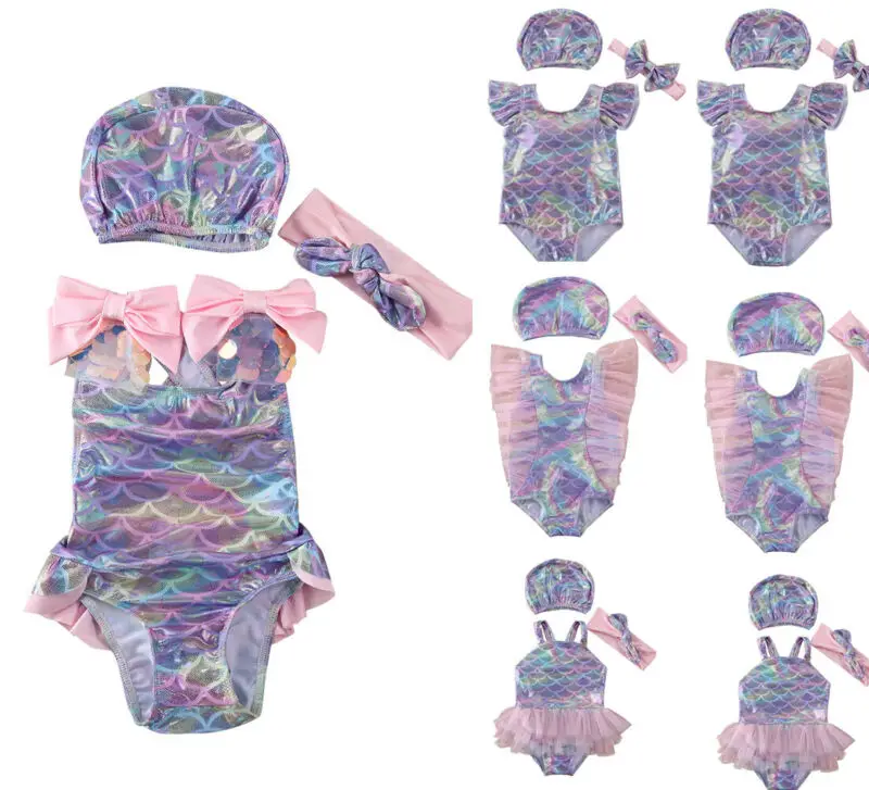 2020 новая одежда для малышей Костюм купания Русалочка девочек фатиновое платье