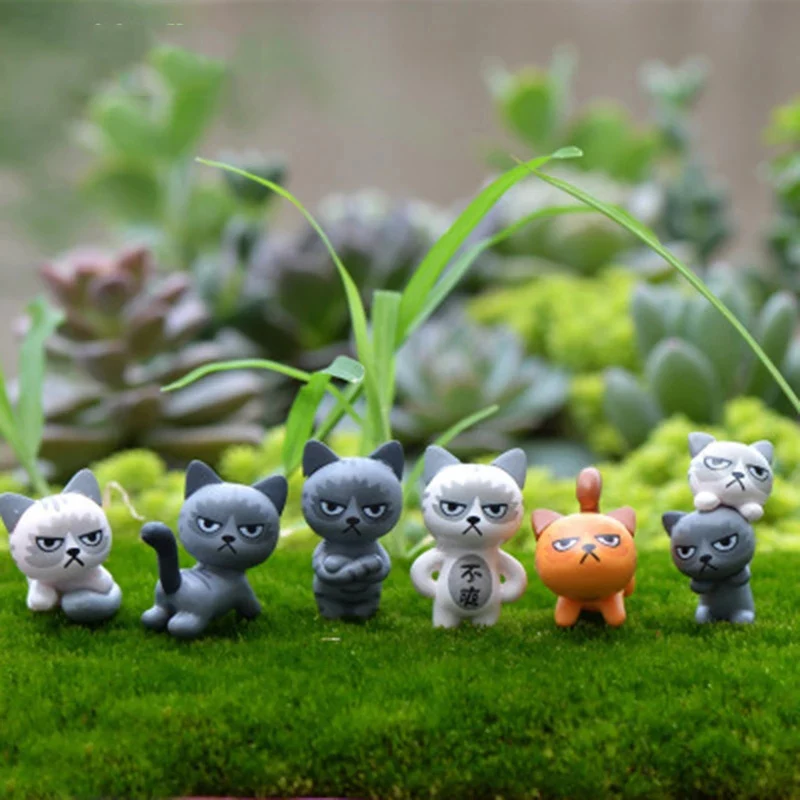 

ZOCDOU 3 шт., маленькая мини-фигурка Angry Cat, «несчастный Котенок», орнамент из ПВХ, миниатюрные игрушки, игровой домик, стол для автомобиля, сделай...