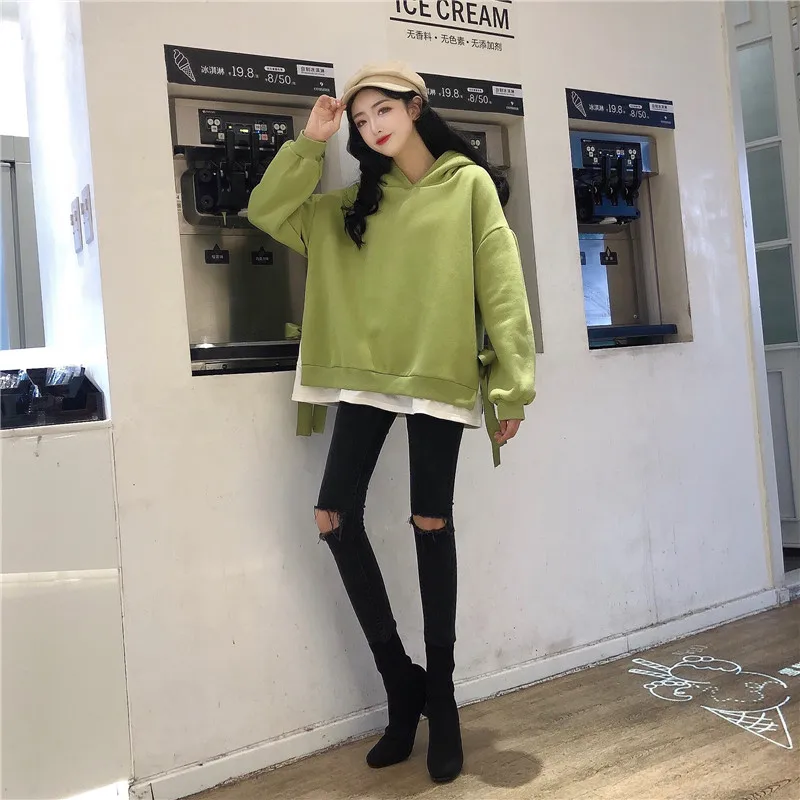Hoodies Women Hooded Solid High Quality Warm Korean Style Loose Drawstring Harajuku Womens Casual Students Thicker Velvet Girls