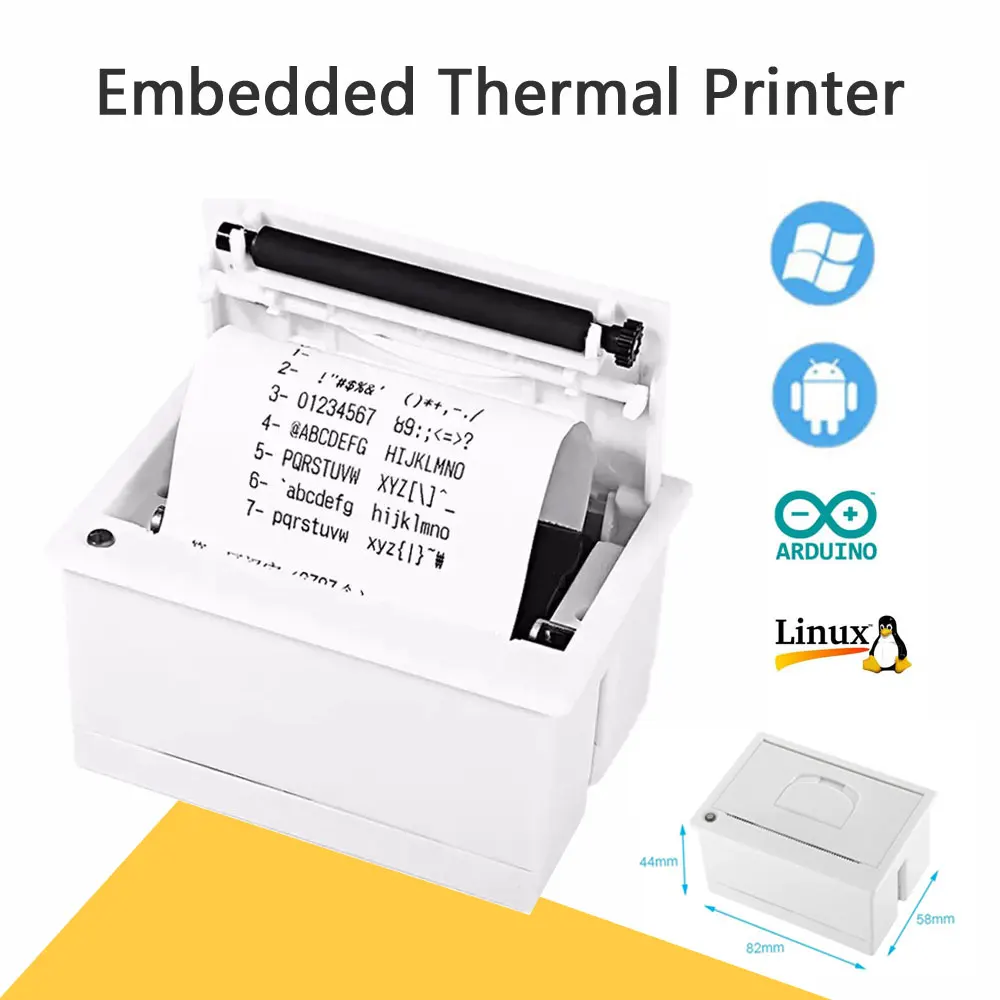 

204 mini embedded printer thermal ESC POS receipt parallel panel printer USB TTL RS232 Kiosk Printer 58mm Barcode Arduino