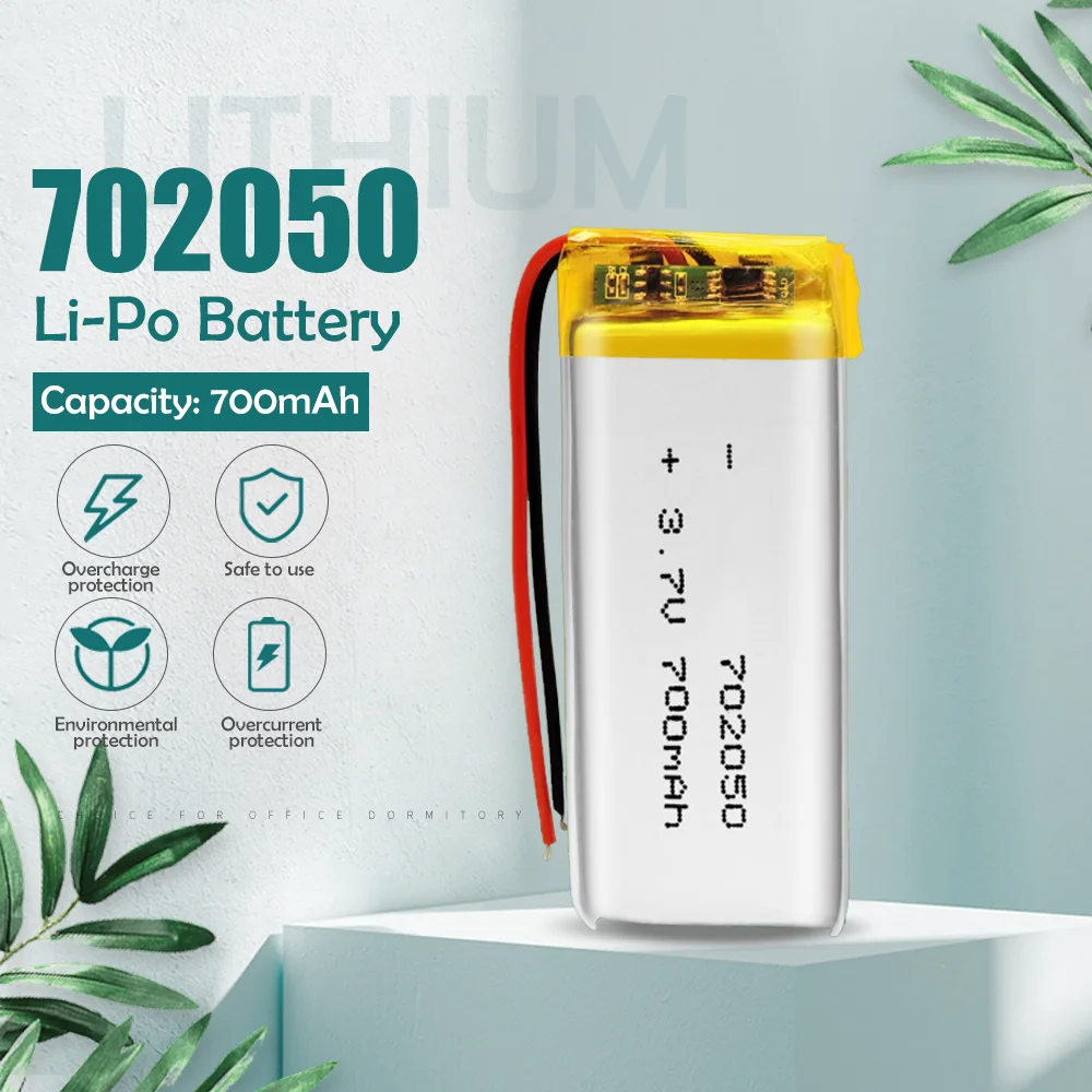 3.7V 700mAh 702050 Li-Po Rechargeable Battery For GPS MP3 MP4 Bluetooth Headphone Speaker Smart Watch Mobile Phone Power Bank |