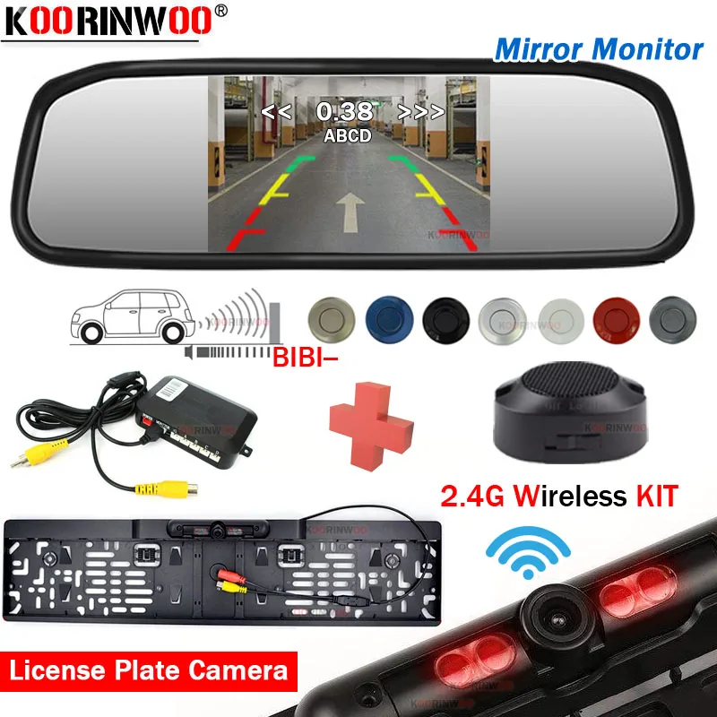 

Koorinwoo European Wireless Parking Sensors for cars Radar detector parktronic without wires Parking Sensor System With Camera
