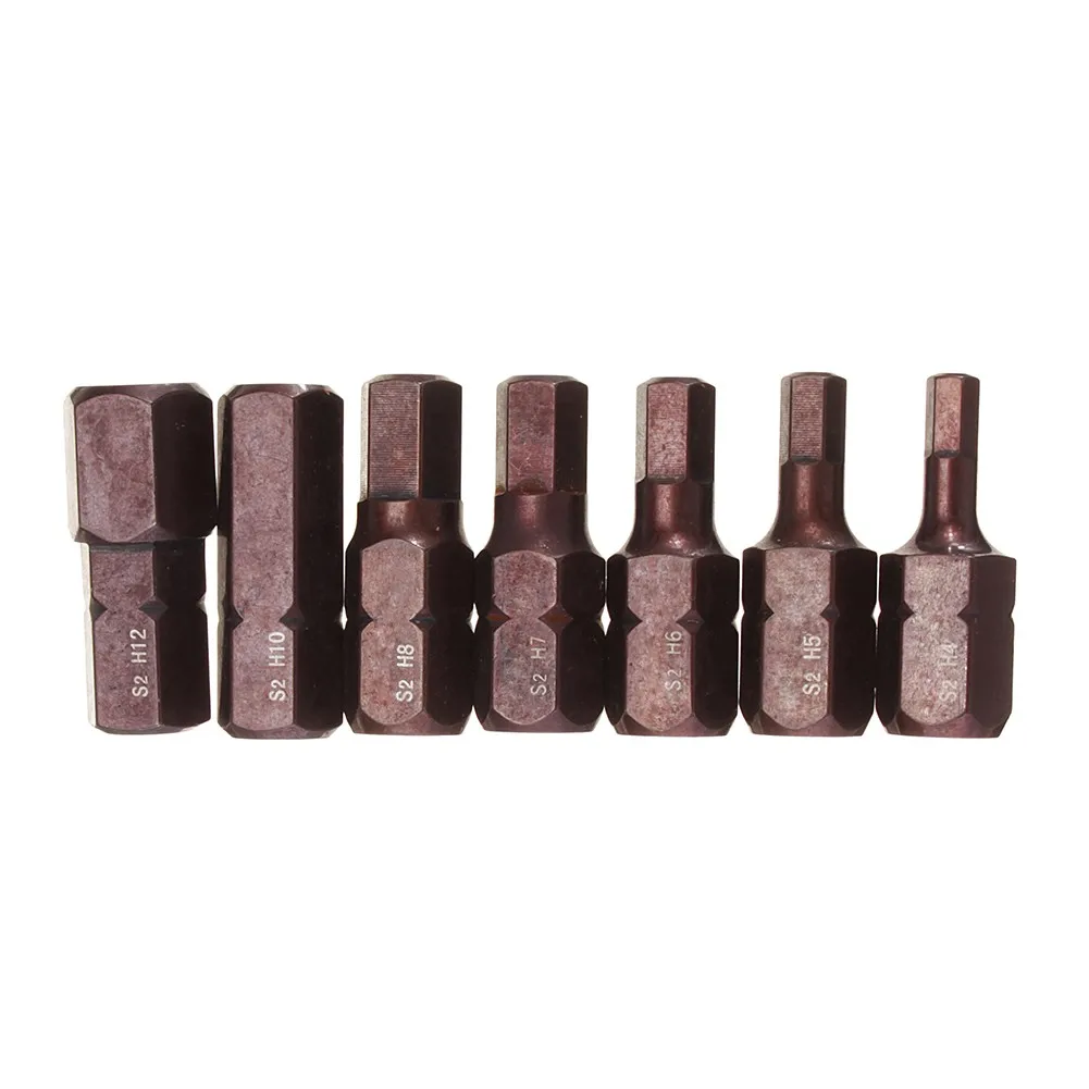 

7pcs H4-H12 Hex Screwdriver Bit Set 30mm Hex Shank H4/H5/H6/H7/H8/H10/H12 Screw Driver Nutdrivers Hand Tools Repair Tool Kit