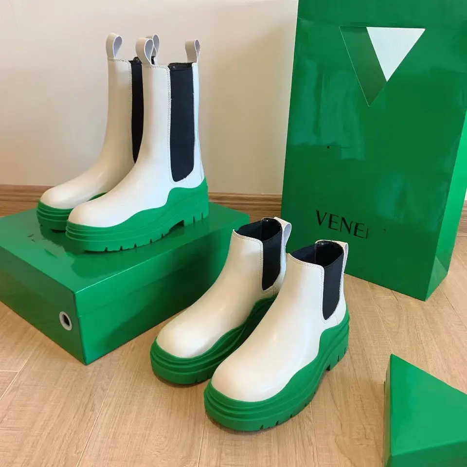 

BV Martens Boots Women's 2021 Authentic Leather Platform Platform Couple Smoke Pipe Boots Ankle Boots Mid-Calf Chelsea Boots