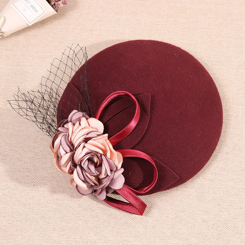 Женская шерстяная сетчатая шляпа с фатурой свадебная цветами свадебные подарки