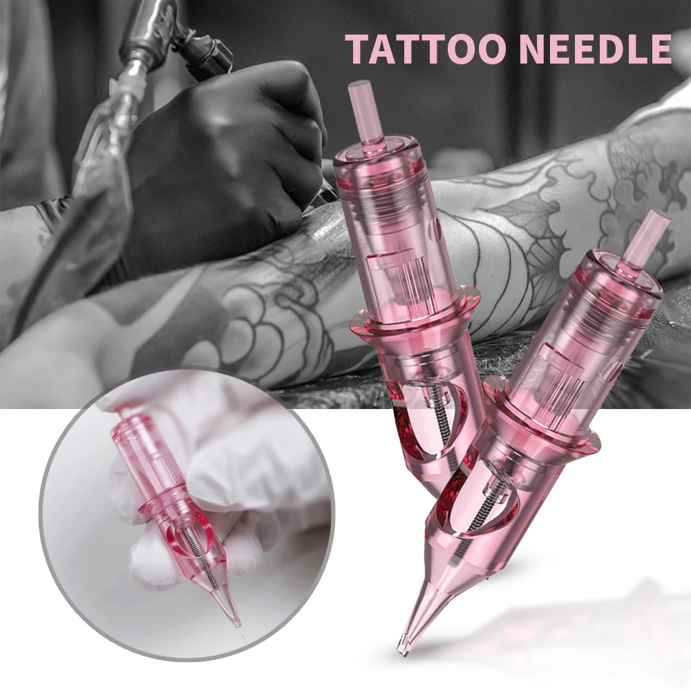

Розовые стерилизованные безопасные тату-иглы для макияжа 1001RL, Одноразовые Высококачественные иглы с одним картриджем для тату-ручек, писто...