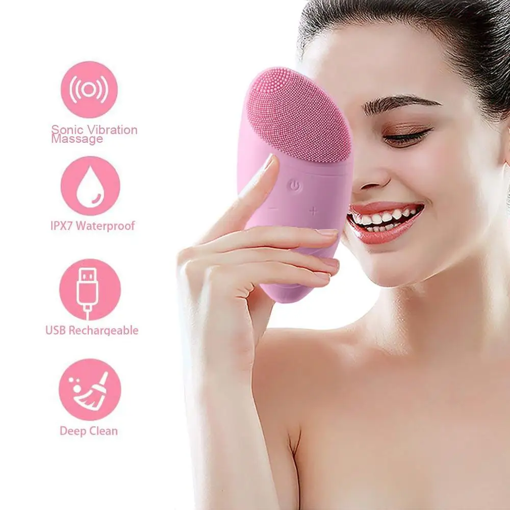 Щетка для очищения лица электрическая Массажная щетка силиконовая звуковая