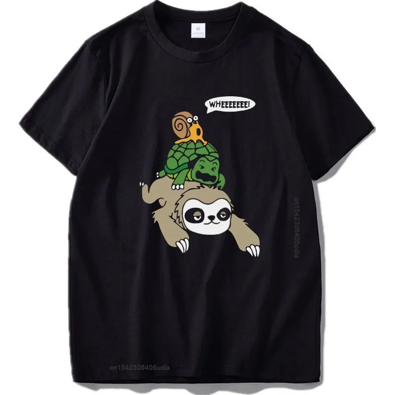 

Cotton Eu Size Sloth Tortoise Snail T Shirt Funny Race Competition Fast Joke Pun Gifts Tshirt High Quality Tops Tee New
