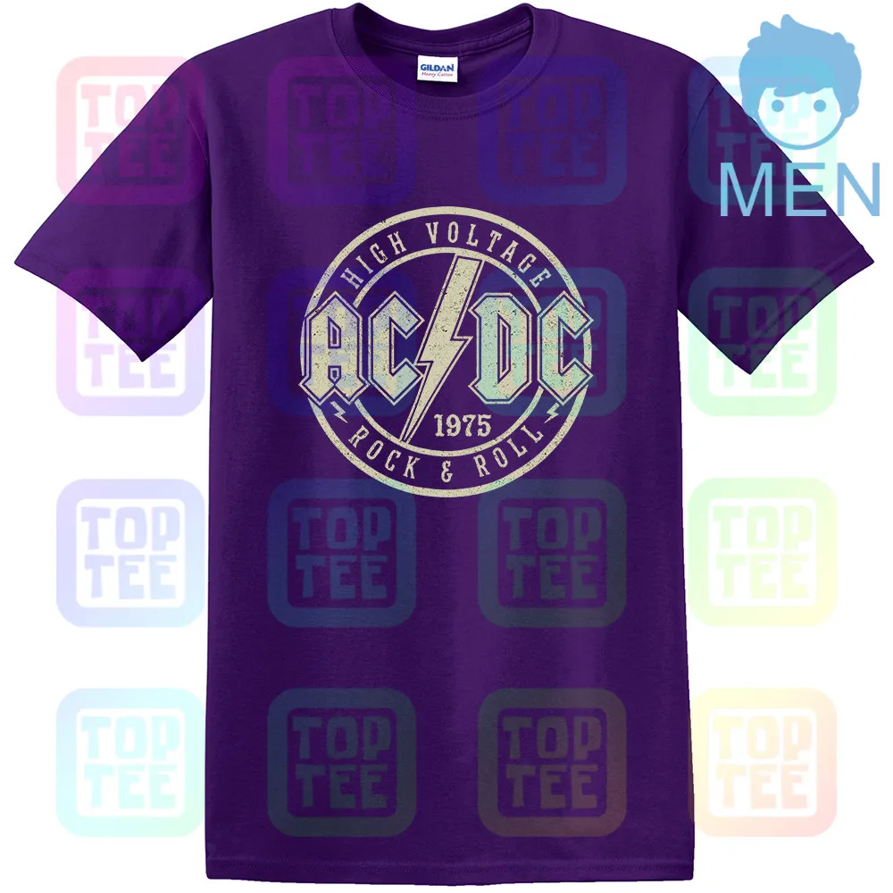 MEN-PURPLE AC/DC ACDC Высокое напряжение Мужская XL графическая футболка - Цвет: MEN-PURPLE