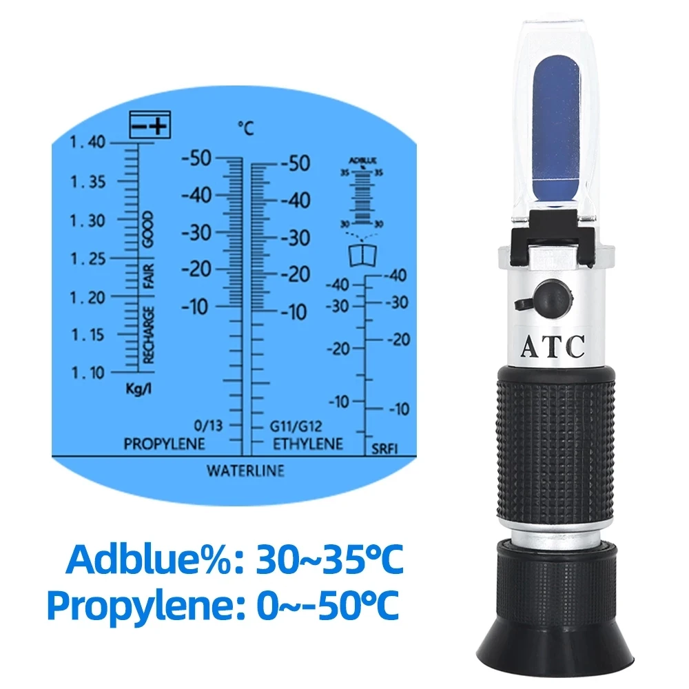 4 in 1 Hand Held Refractometer Vehicle Urea Tester 30-35% Adblue Fluid Glycol Battery Antifreeze Concentration Meter ATC
