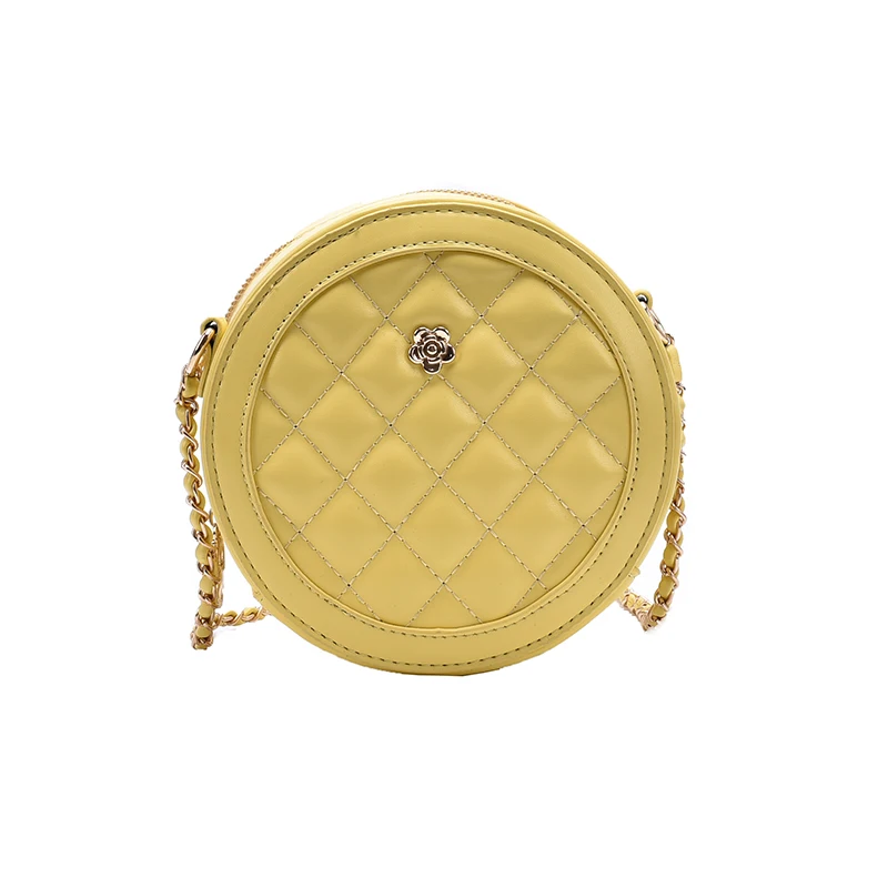 

2021 Lattice Crossbody Bag For Women Luxury Handbags Women Bags Designer PU Leather Round Small Shoulder Bag Female Zip Purse