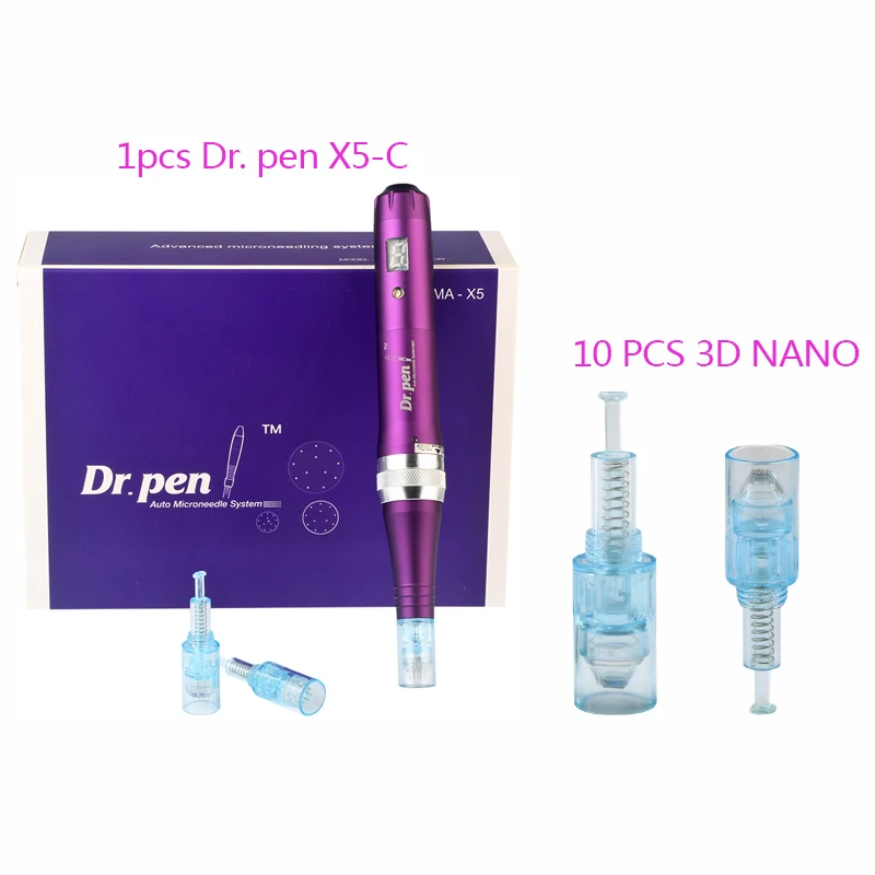 Dr. pen 3D NANO Ручка Ultima X5 Проводная Дерма ручка с 10 микроиглами микро Дерма терапия винтовой картридж авто микро игла ручка машина - Цвет: Dr. pen 3D NANO