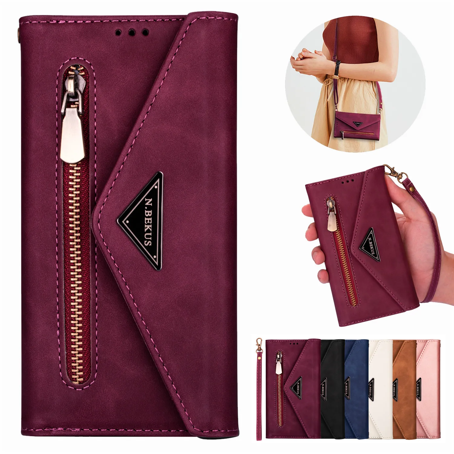 

Wallet Stand Cover Luxury Zipper Leather Flip Case For Xiaomi POCO F3 10T Lite 11 Ultra Redmi 7A 8A Note 7 8T 9 10S Pro K30 K40