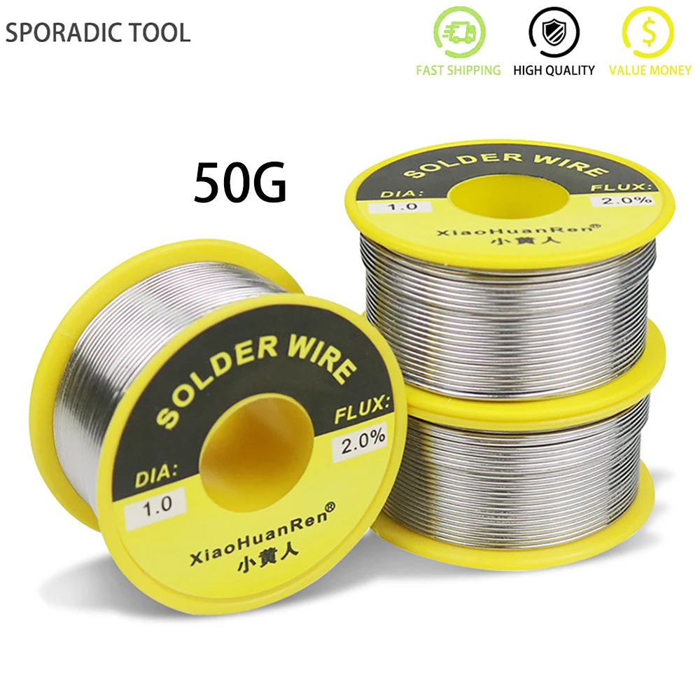 

NEW 50g 0.5/0.6/0.8/1/1.2mm 63/37 FLUX 2.0% 45FT Tin Lead Tin Wire Melt Rosin Core Solder Soldering Wire Roll No-Clean Sporadic