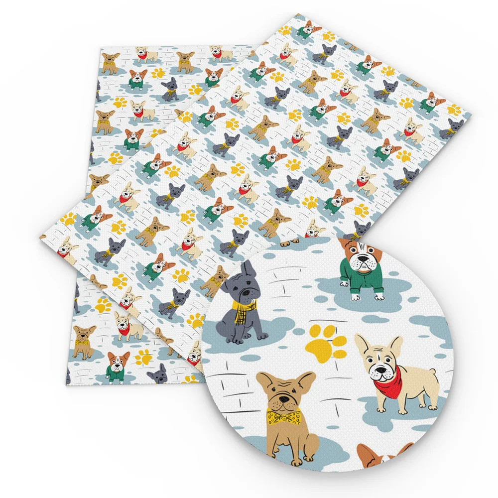 Ткань из искусственной кожи с принтом в виде собаки и ноги для сумок бантом