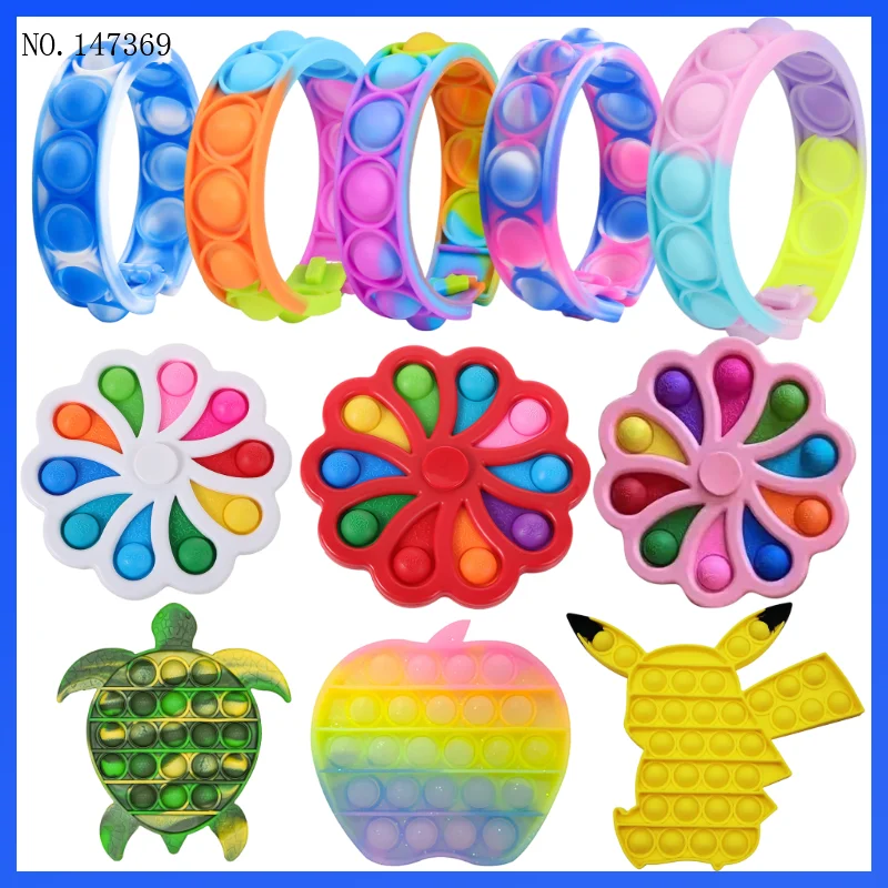 

Children's Fingertip Pops Fidget Toys Pack Its Square Antistress New Push Bubble Rainbow For Hands Popins Squishy Tonys For Kids