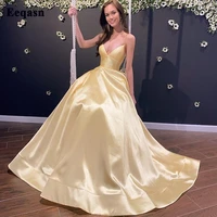 eeqasn light yellow sexy criss cross back evening dress satin spaghetti strap long prom gowns women party formal dress plus size