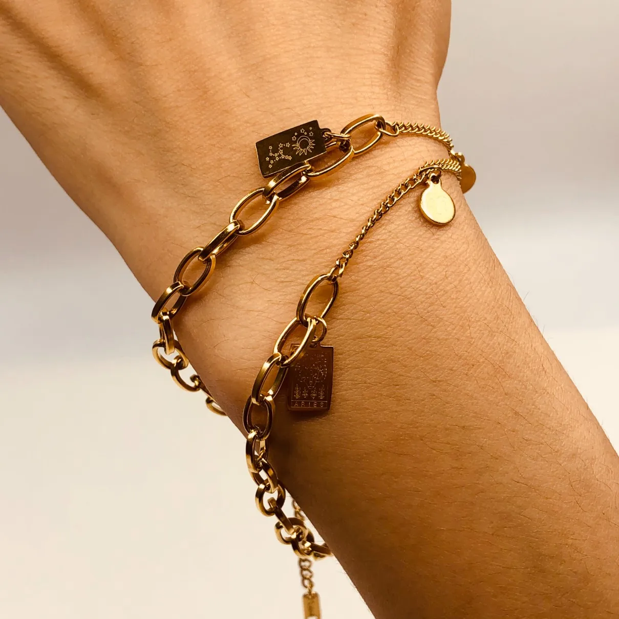 

Zodiac Bracelet For Women Gold Color Stainless Steel 12 Constellation Zodiac Sign Leg Anklet Chain Vintage Bangle Bracelet Gift