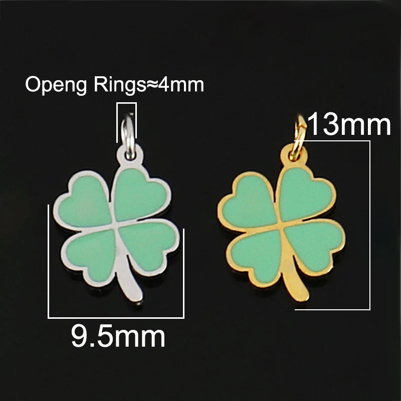 5 шт. эмалевые Подвески в виде клевера из нержавеющей стали