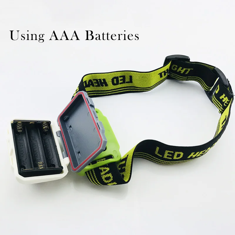 Мини налобный фонарь 10 шт. 3 светодиода мощный Головной с аккумулятором AAA|battery desk